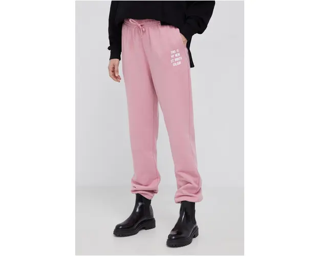 MC2 Saint Barth Pantaloni de bumbac femei, culoarea roz, material neted