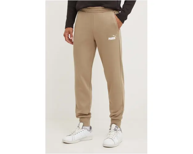 Puma pantaloni de trening culoarea bej, neted