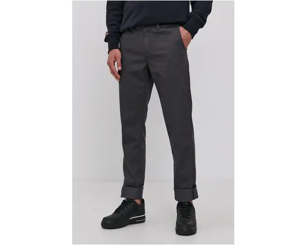 Vans Pantaloni barbati, culoarea gri, model drept