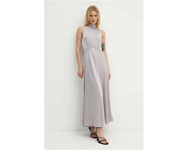 Samsoe Samsoe rochie Rheo culoarea gri, maxi, evazati, F20500071