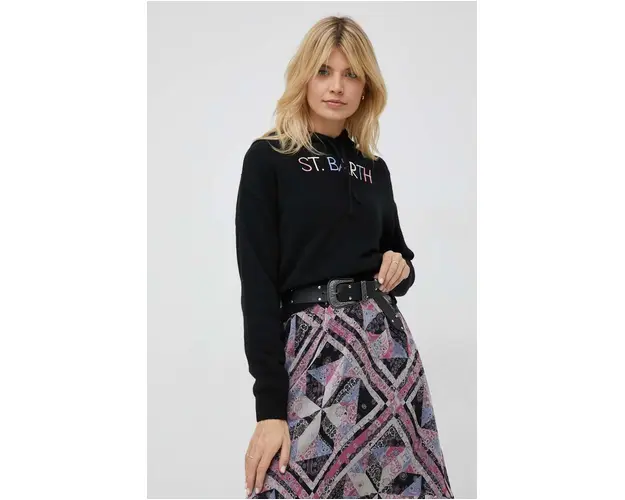 MC2 Saint Barth pulover de lana femei, culoarea negru