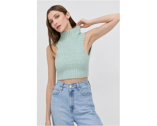 For Love & Lemons Vesta femei, culoarea verde, cu turtleneck