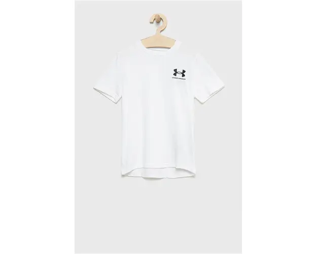 Under Armour tricou copii culoarea alb, neted