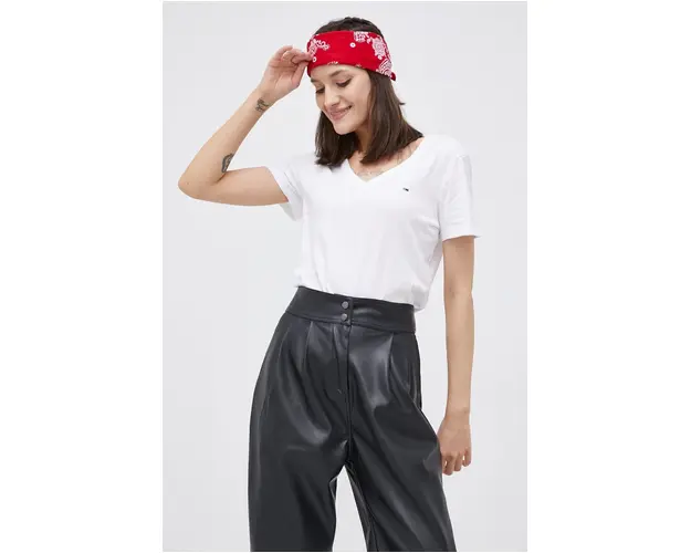Tommy Jeans tricou din bumbac culoarea alb DW0DW11458
