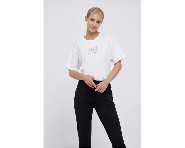 P.E Nation Tricou din bumbac culoarea alb