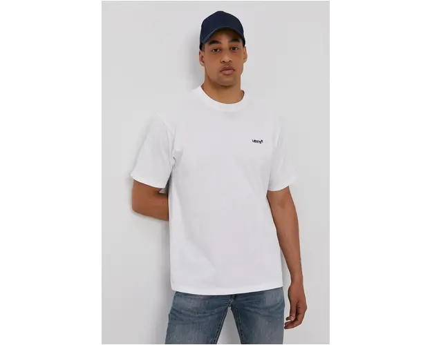 Levi's Tricou barbati, culoarea alb, material neted