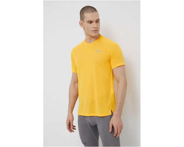 Under Armour tricou de alergare Streaker culoarea galben, neted