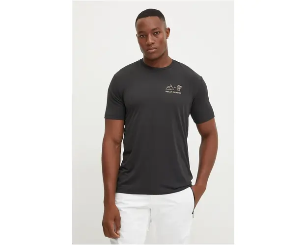 Helly Hansen tricou barbati, culoarea negru, cu imprimeu