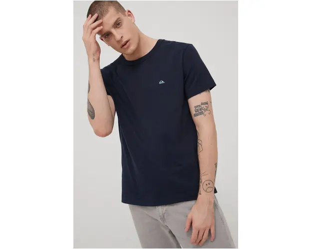 Quiksilver Tricou din bumbac culoarea albastru marin, material neted