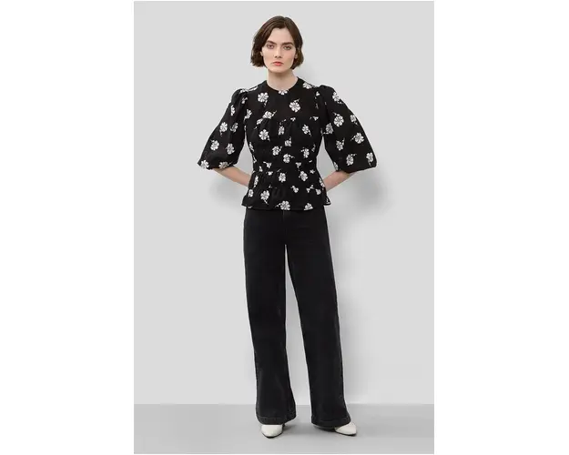 bluza din bumbac femei, culoarea negru, modelator