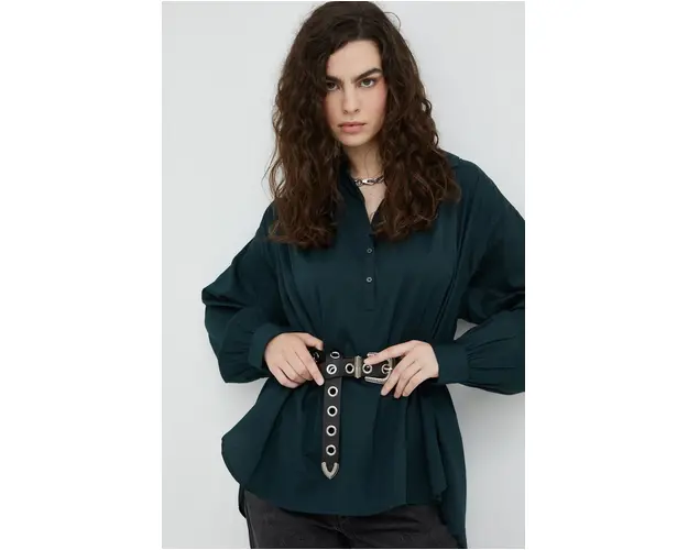 Marc O'Polo bluza din bumbac femei, culoarea verde, neted