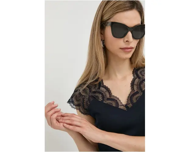 Morgan bluza femei, culoarea albastru marin, neted