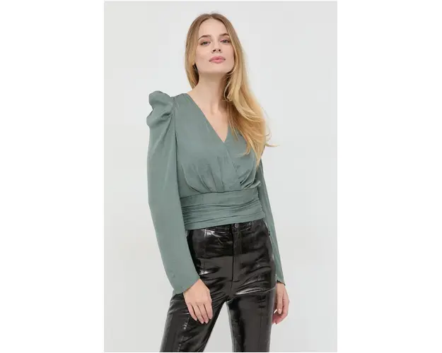 Morgan bluza femei, culoarea verde, neted