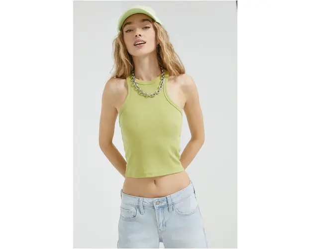 Abercrombie & Fitch top femei, culoarea verde