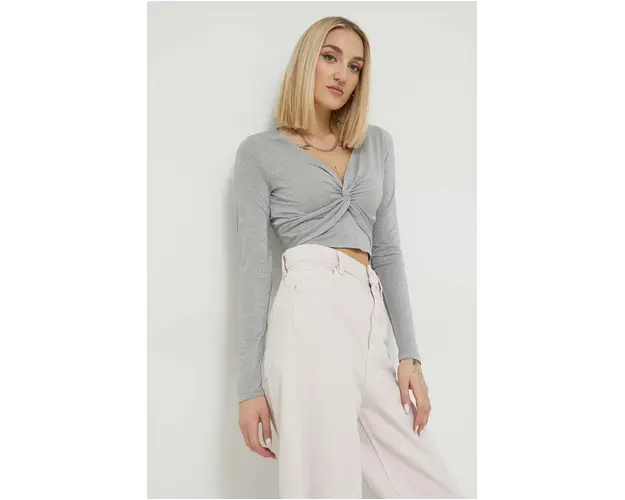 Abercrombie & Fitch bluza femei, culoarea gri, neted