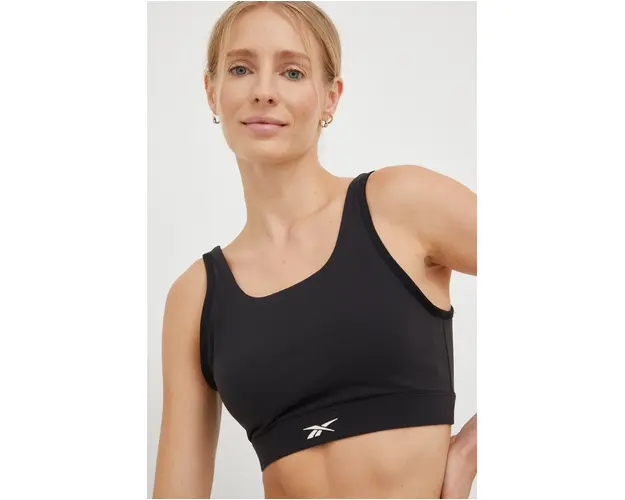 Reebok sutien yoga culoarea negru, neted