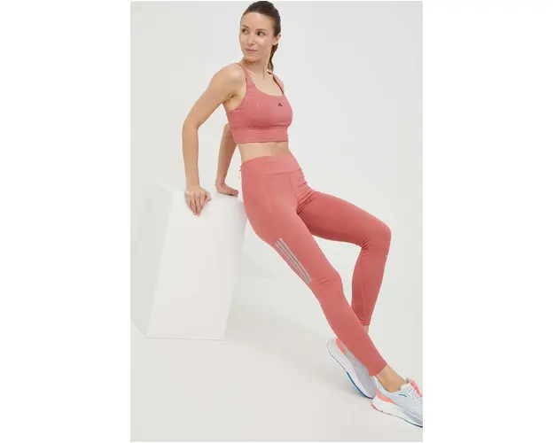 adidas Performance sutien sport Powerimpact culoarea roz, modelator