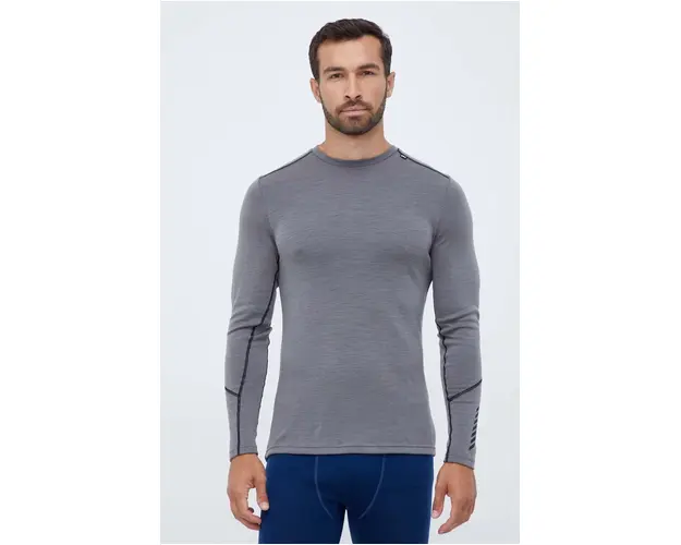 Helly Hansen longsleeve functional din lana LIFA MERINO culoarea gri, 49364