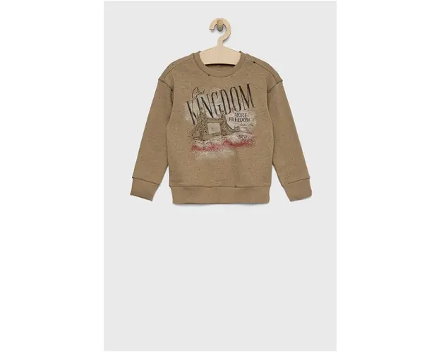 Sisley bluza copii culoarea maro, neted