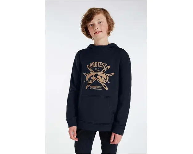 Protest bluza copii culoarea albastru marin, cu gluga, cu imprimeu