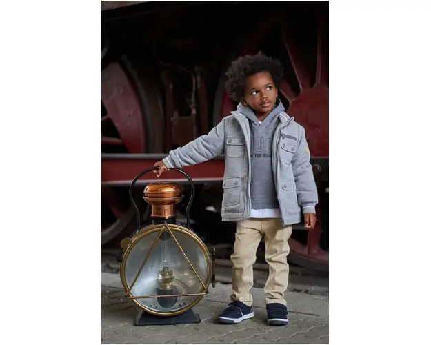 Birba&Trybeyond bluza copii culoarea gri, cu gluga, cu imprimeu