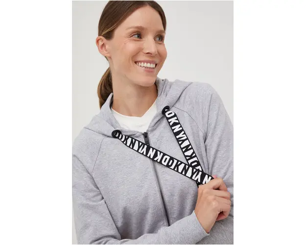 Dkny bluza femei, culoarea gri, neted