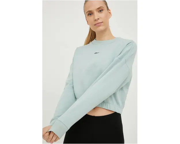 Reebok bluza femei, culoarea verde, neted