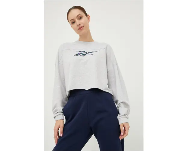 Reebok longsleeve femei, culoarea gri,