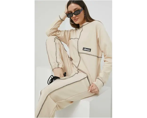 Ellesse bluza femei, culoarea bej, neted