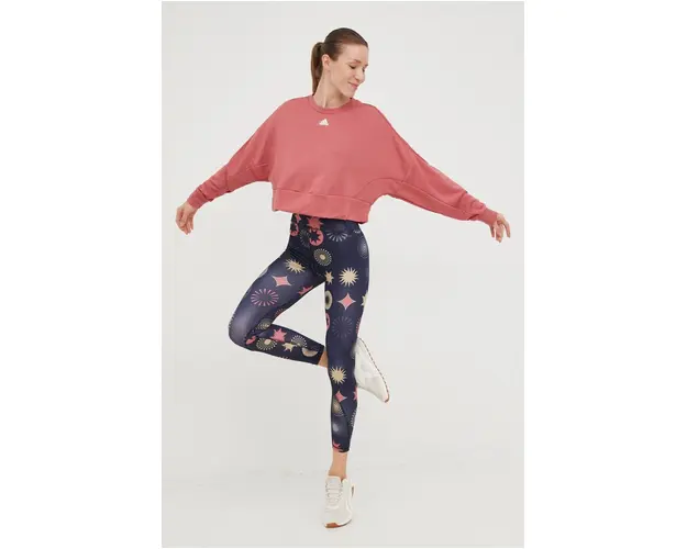 adidas hanorac yoga Studio femei, culoarea roz, neted