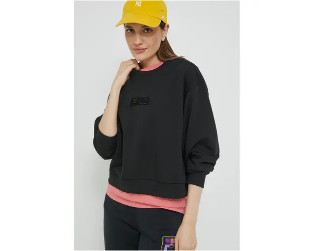 Fila bluza femei, culoarea negru, neted