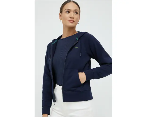 Lacoste bluza femei, culoarea albastru marin, neted