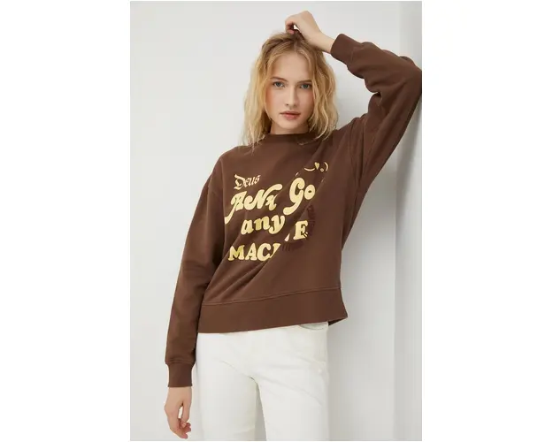 Deus Ex Machina bluza femei, culoarea maro, cu imprimeu