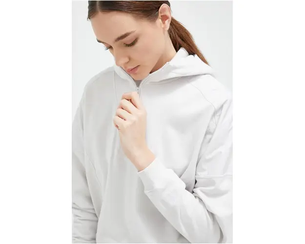 Helly Hansen bluza femei, culoarea gri, cu gluga, neted