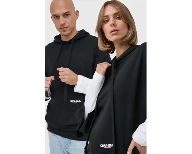 Karl Lagerfeld bluza Karl Lagerfeld X Cara Delevingne unisex, culoarea negru, cu gluga, cu imprimeu