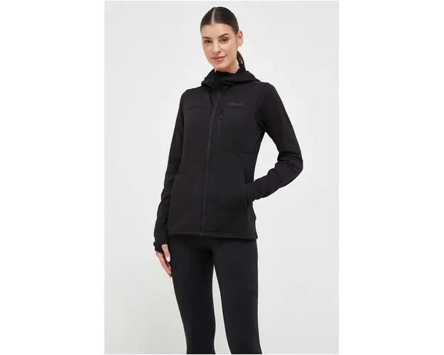 Marmot hanorac Preon femei, culoarea negru, cu gluga, neted