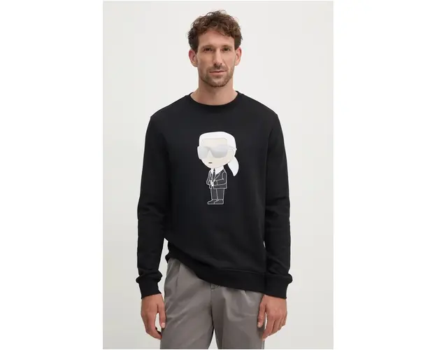 Karl Lagerfeld hanorac de bumbac barbati, culoarea negru, cu imprimeu 500951.705071