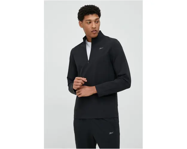 Reebok maneca lunga de antrenament Performance barbati, culoarea negru, neted