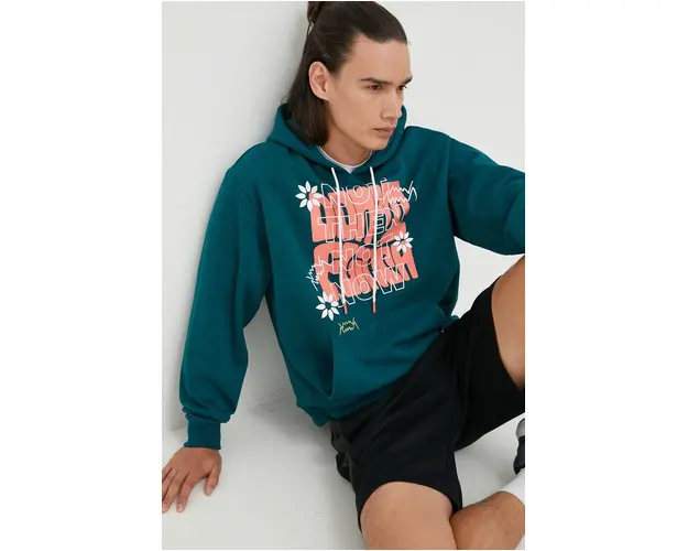 Puma bluza trening Run It Back barbati, culoarea verde, cu imprimeu