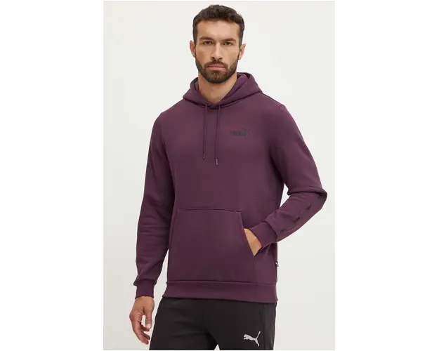 Puma bluza barbati, culoarea violet, cu gluga, cu imprimeu