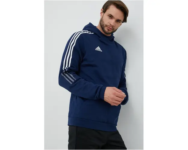 adidas Performance bluza barbati, culoarea albastru marin, cu gluga, cu imprimeu