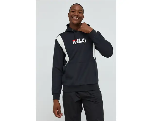 Fila bluza barbati, culoarea negru, cu imprimeu