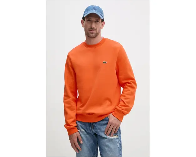 Lacoste bluza barbati, culoarea portocaliu, neted