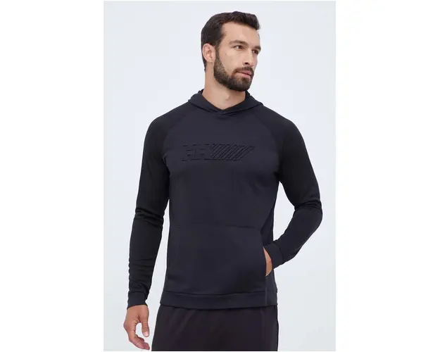 Helly Hansen bluza barbati, culoarea negru, cu gluga, modelator