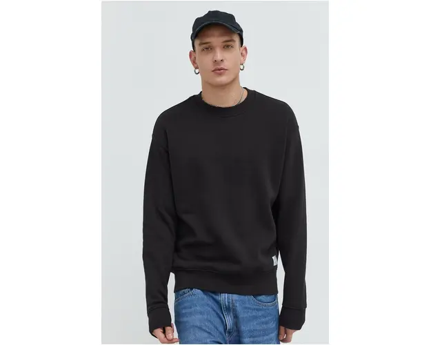 Solid bluza barbati, culoarea negru, neted