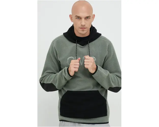 Colourwear bluza barbati, culoarea verde, cu gluga, cu imprimeu