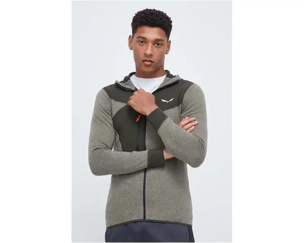 Salewa hanorac Puez 2 Dry barbati, culoarea verde, cu gluga, modelator