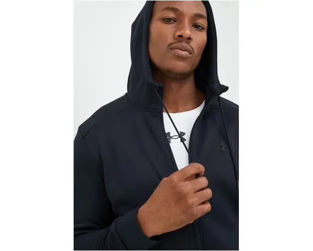 Under Armour bluza trening barbati, culoarea negru, cu gluga, neted
