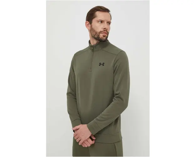Under Armour bluza barbati, culoarea verde, neted