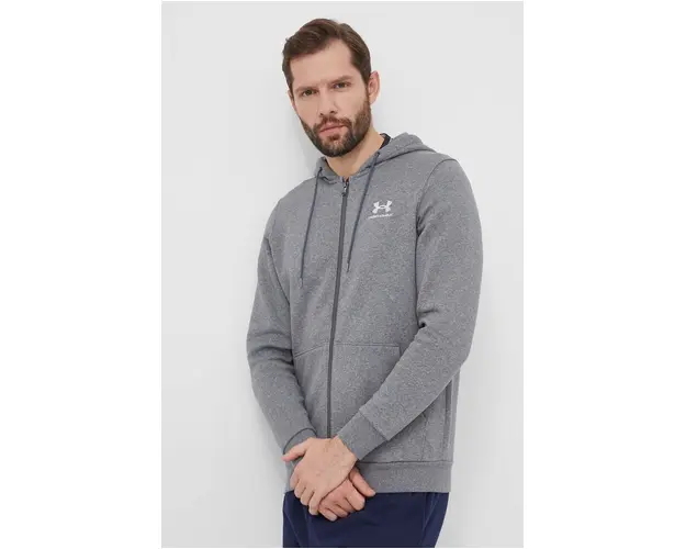 Under Armour bluza barbati, culoarea gri, cu gluga, neted